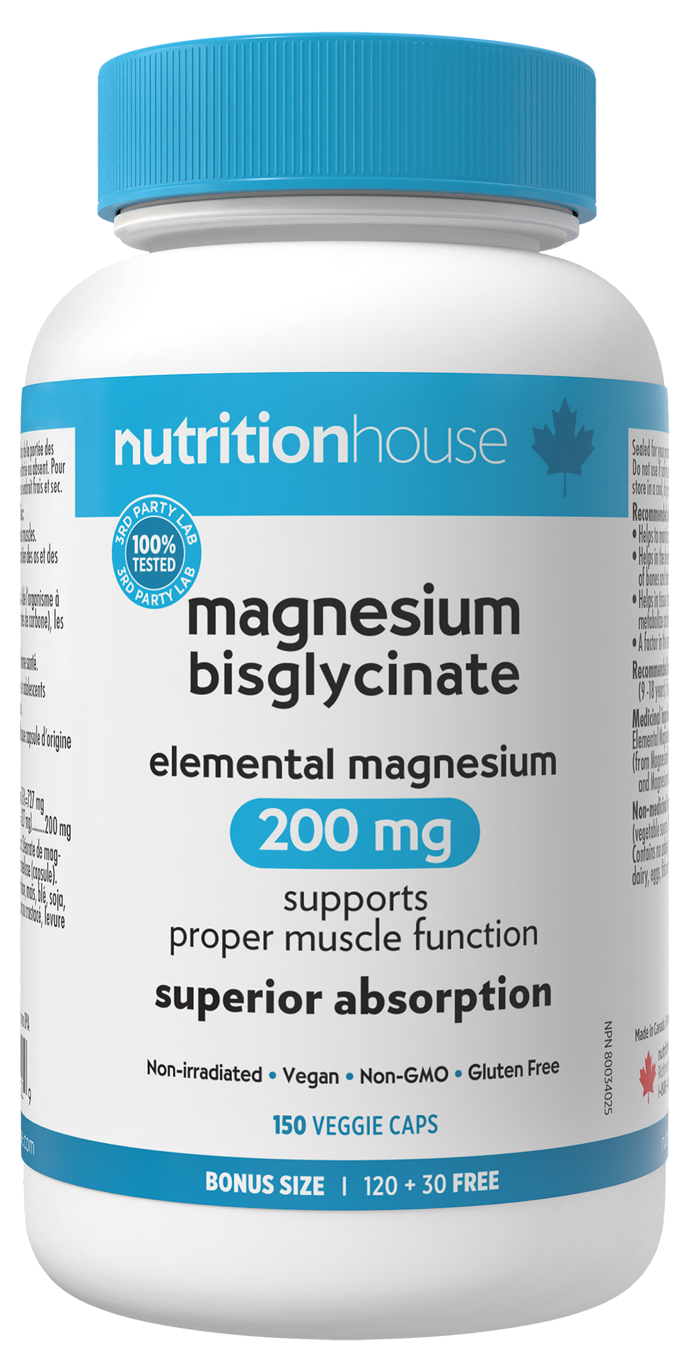 NUTRITION HOUSE Magnesium Bisglycinate 200 mg - Bonus 120 + 30 Veggie Caps
