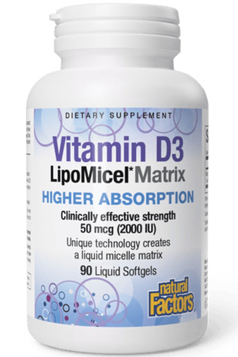 NATURAL FACTORS Vitamin D3 LipoMicel® (2000 IU - 90 sgls)