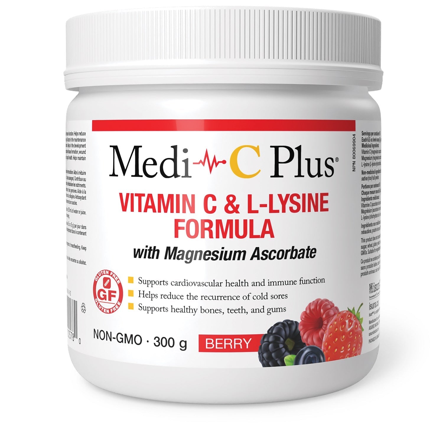 Medi-C - Vitamin C & L-Lysine with Magnesium Ascorbat (Berry - 300 gr) SAVE - Short Dated (01-2026)