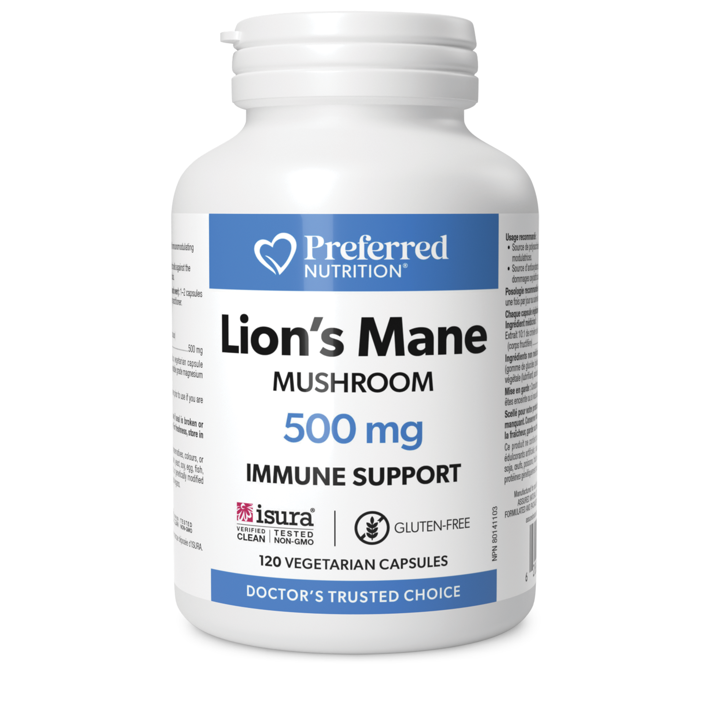 PREFERRED NUTRITION Lion's  Mane 500mg 120 Vegetarian Capsules