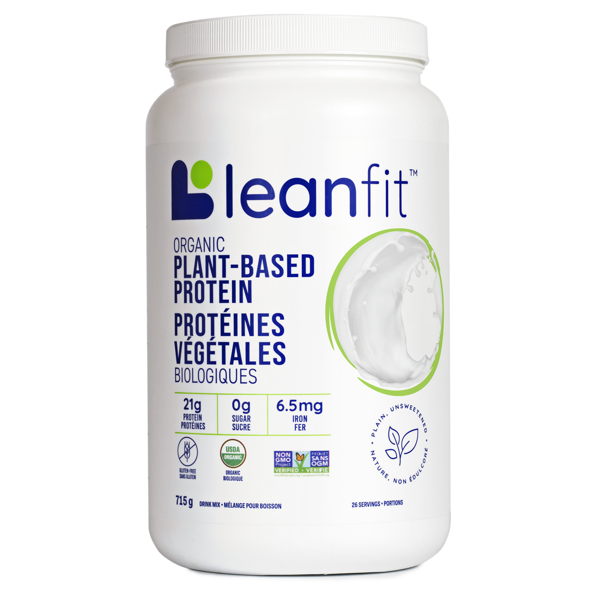 LEANFIT Organic Plant-Based Protein (Plain, Unsweetened - 715 gr)