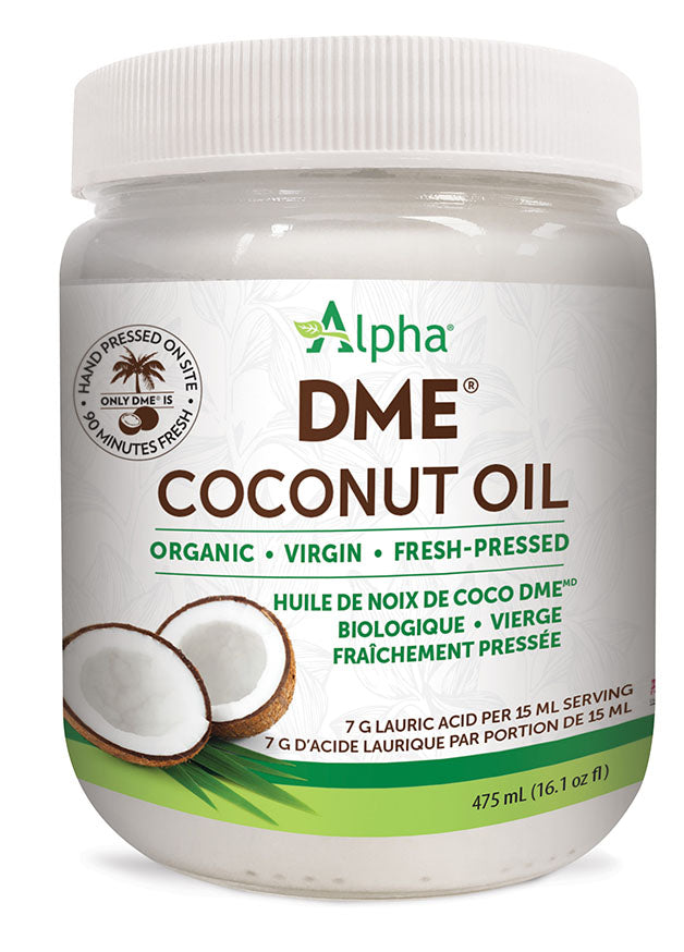 Alpha Health DME Raw Organic Virgin Coconut Oil, 475 mL