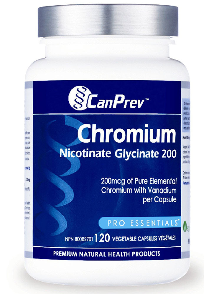 CanPrev Chromium Nicotinate Glycinate 200 mcg, 120 Vegetable Capsules