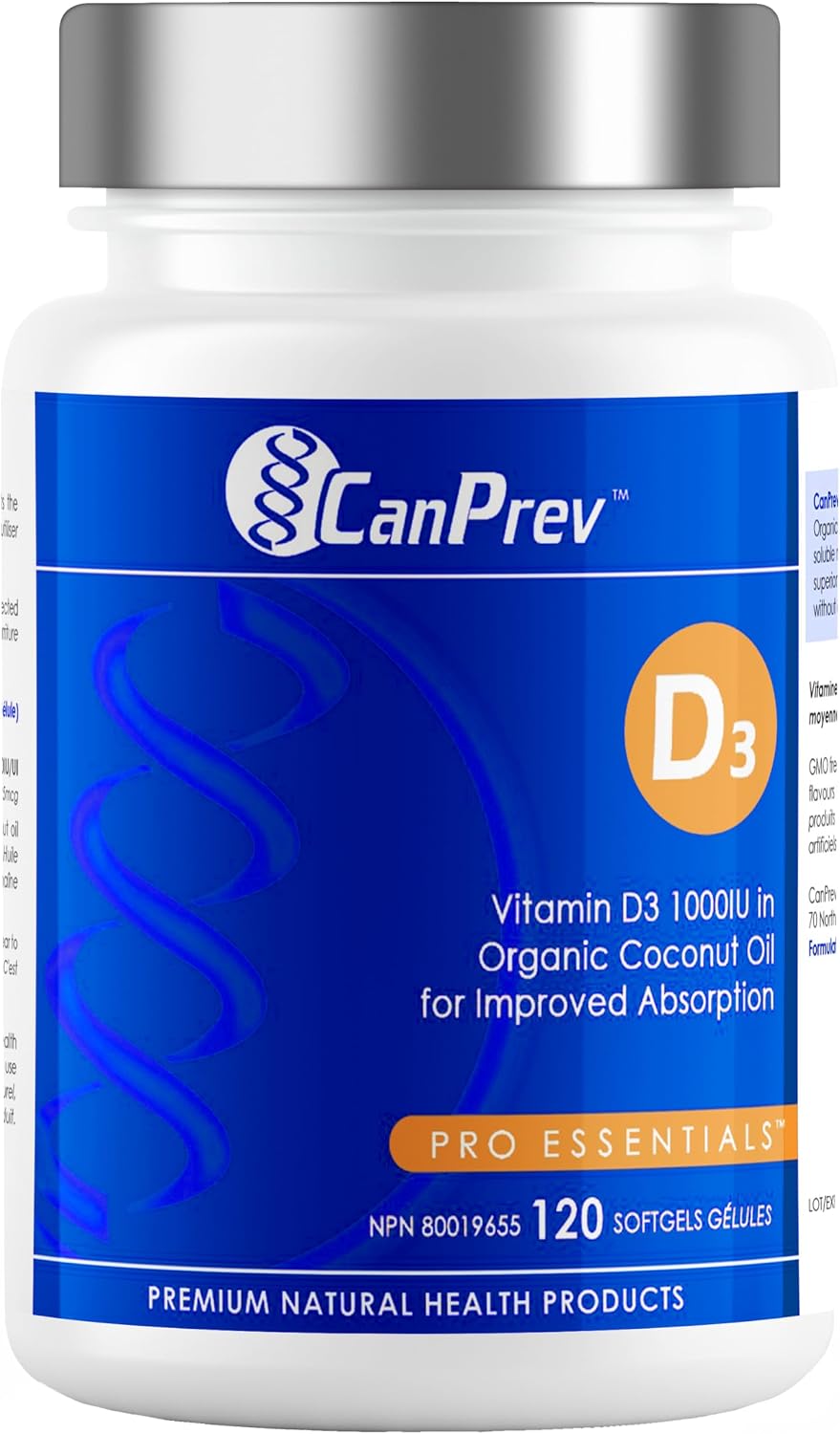 CanPrev D3 1000 IU Organic Coconut Oil 120 Softgels