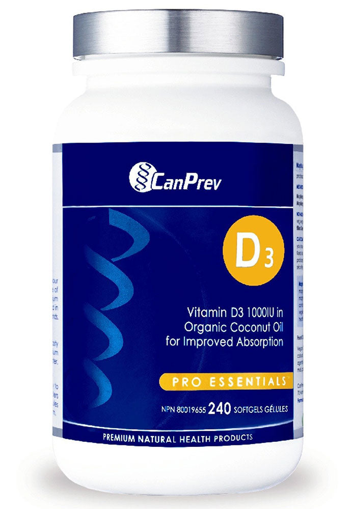 CanPrev D3 1000 IU in Organic Coconut Oil, 240 Softgels