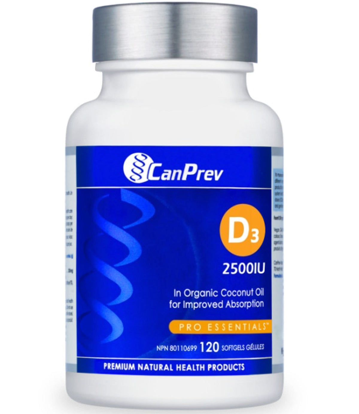 CanPrev D3 2500 IU in Organic Coconut Oil, 120 Softgels