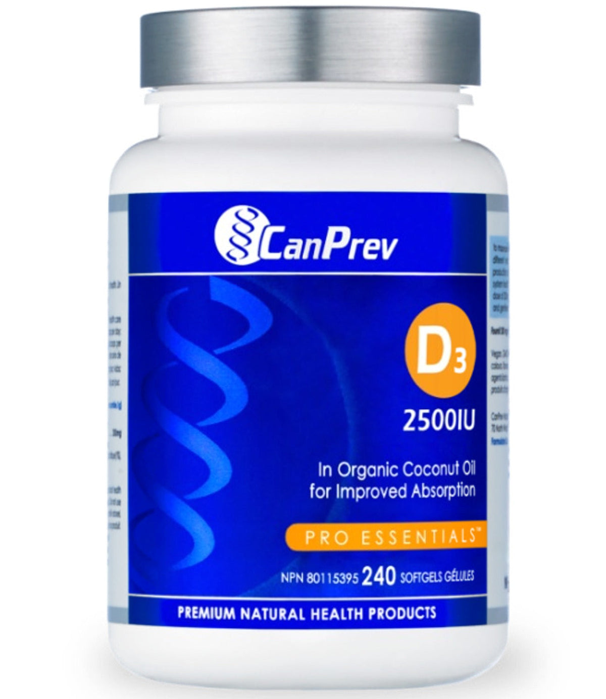 CanPrev D3 2500 IU in Organic Coconut Oil, 240 Softgels