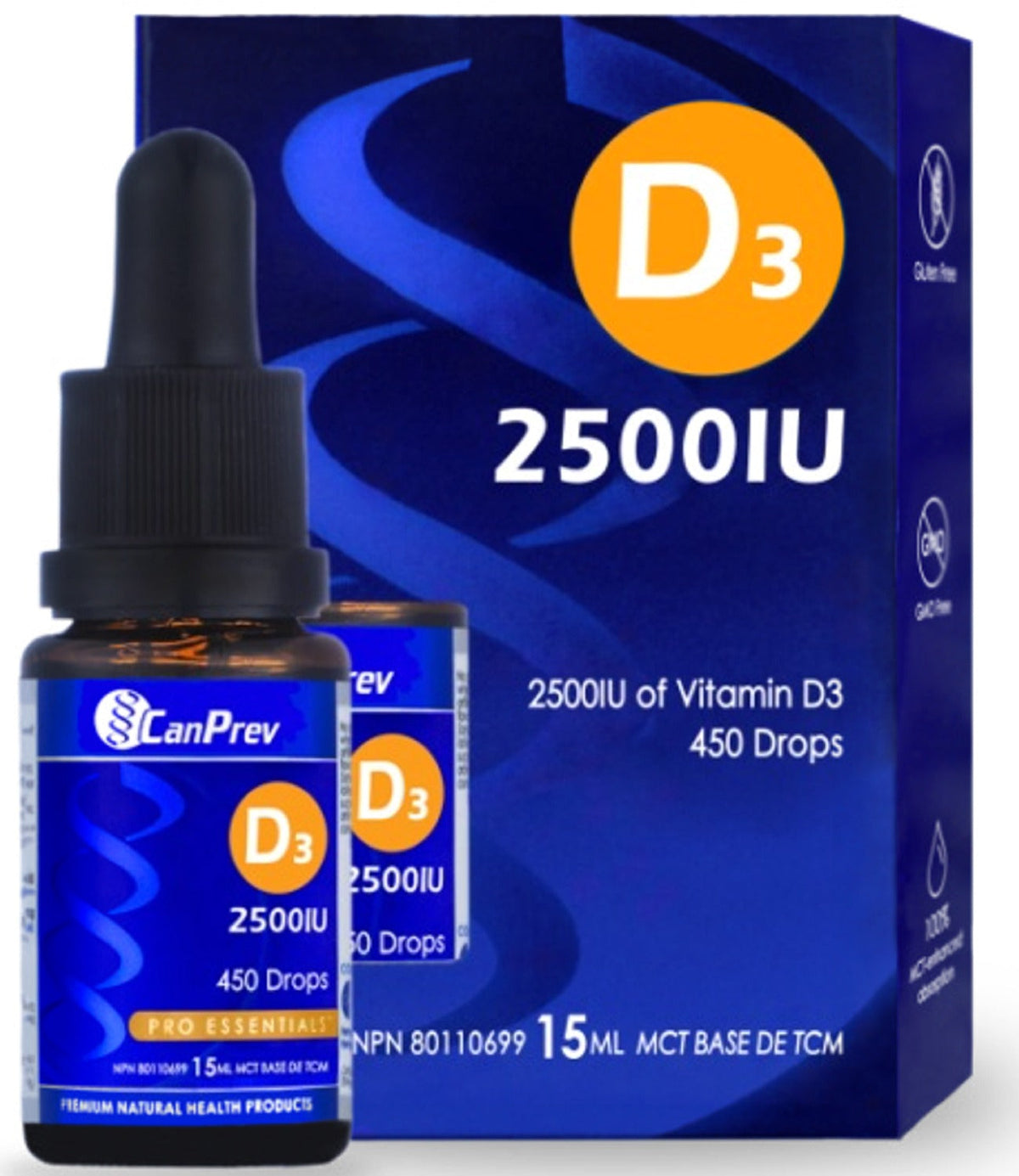 CanPrev D3 Drops 2500 IU in MCT Oil, 15 mL