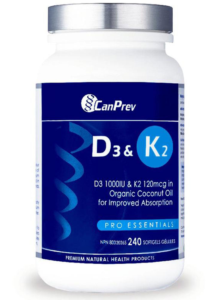 CanPrev D3 & K2 1000 IU / 120 mcg in Organic Coconut Oil