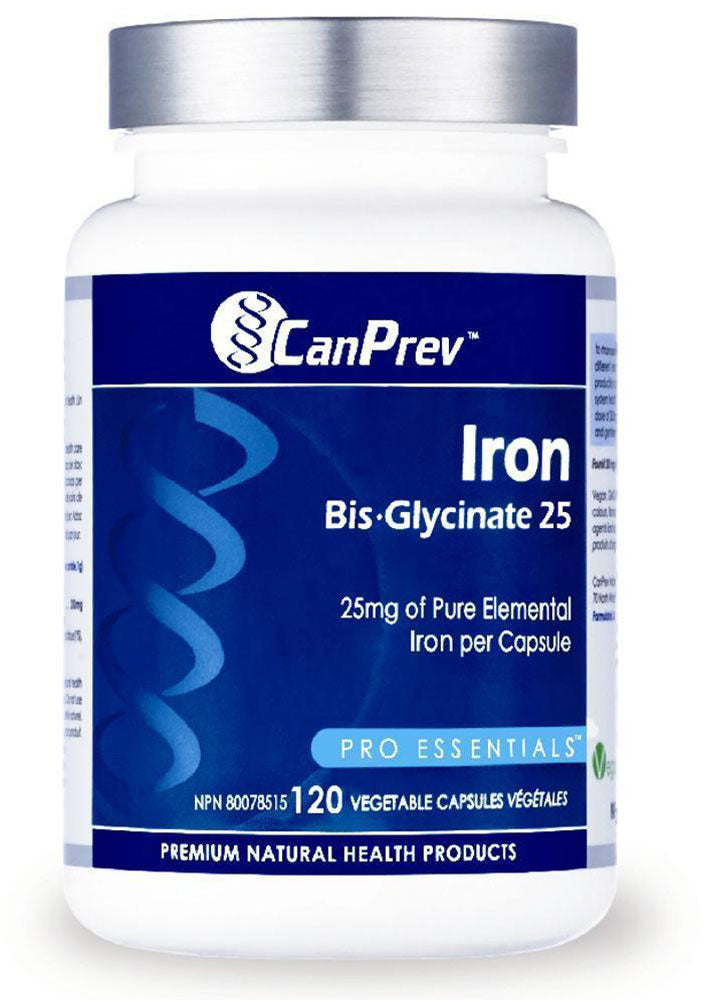 CanPrev Iron Bis-Glycinate 25 mg, 120 Vegetable Capsules