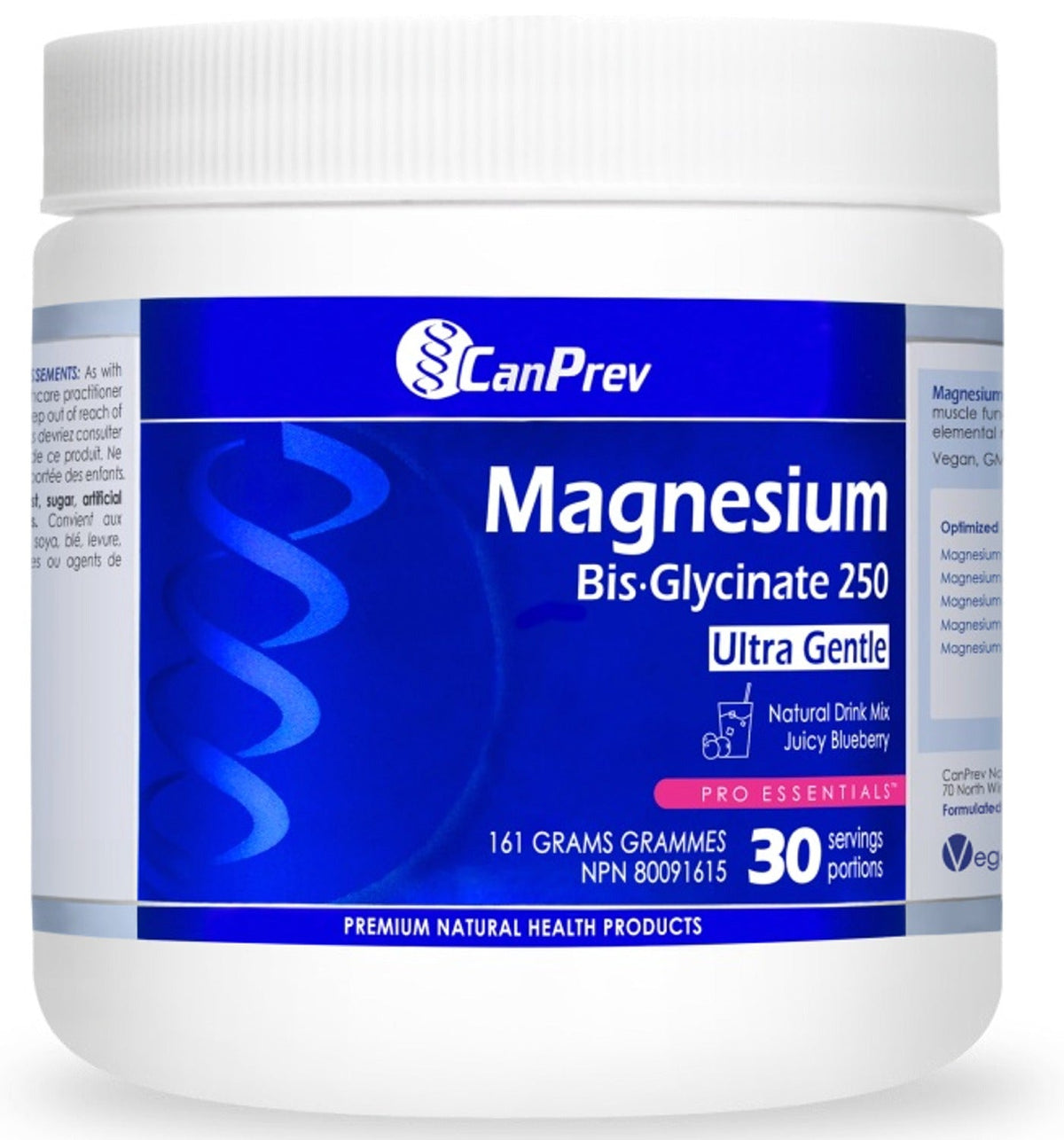 CanPrev Magnesium Bis-Glycinate 250 Ultra Gentle Drink Mix, Juicy Blueberry, 161 g