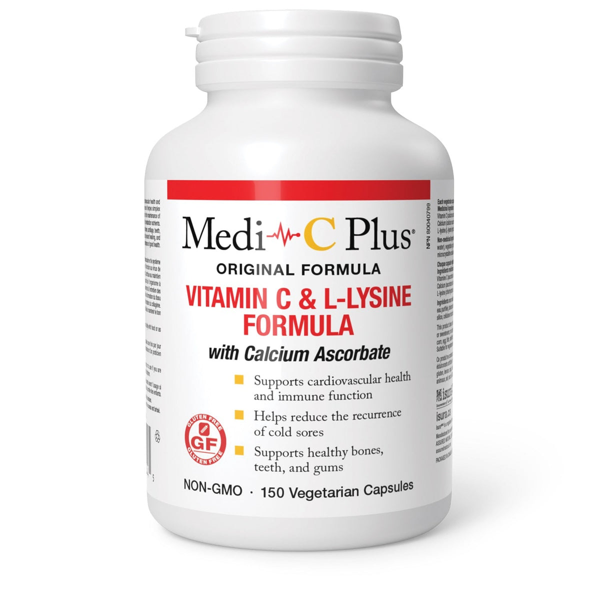 Medi-C Plus Vitamin C & L-Lysine with Calcium Ascorbate, 150 Vegetarian Capsules
