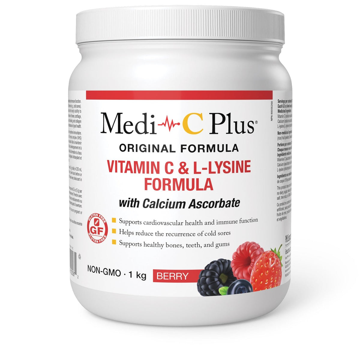 Medi-C Plus Vitamin C & L-Lysine with Calcium Ascorbate, Berry