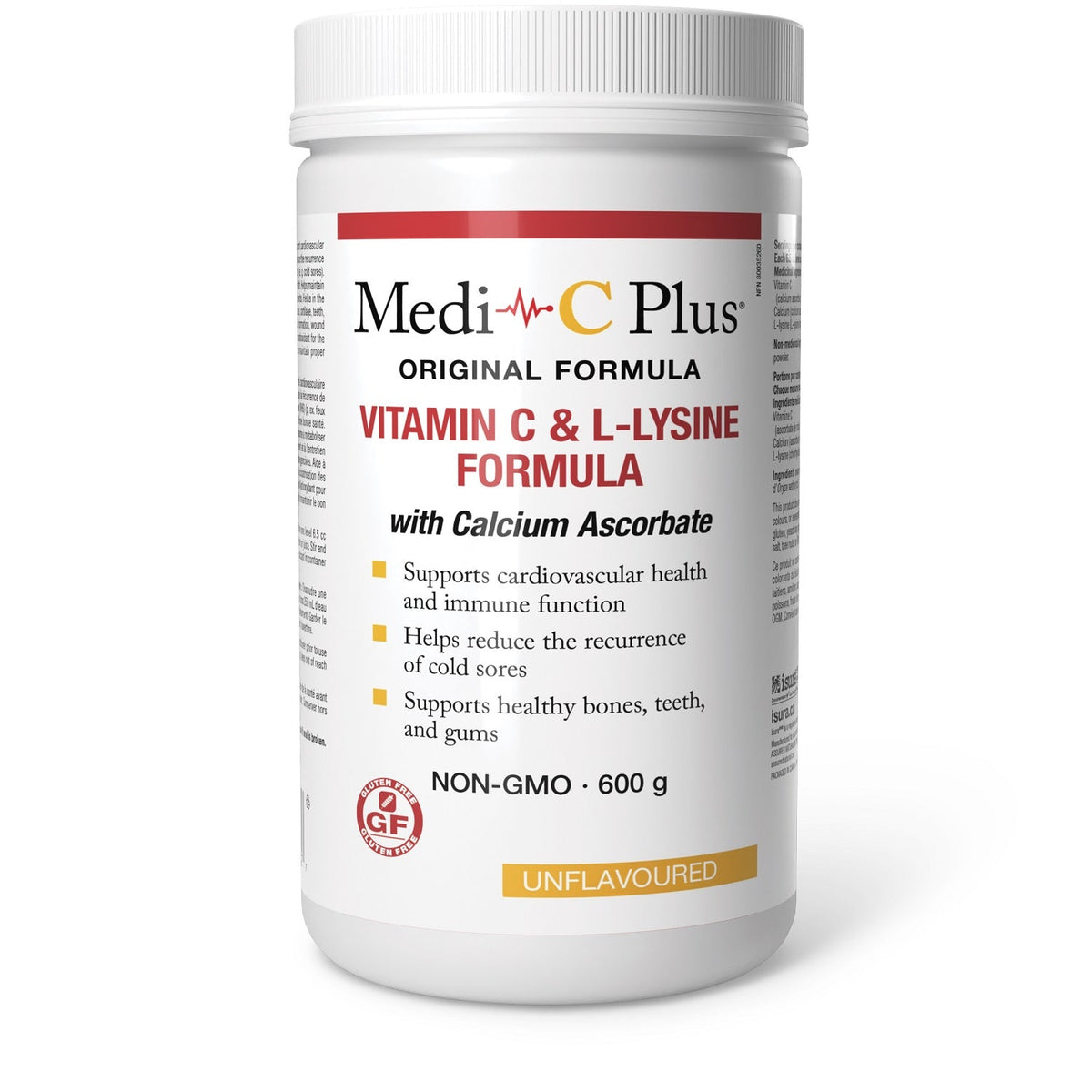 Medi-C Plus Vitamin C & L-Lysine with Calcium Ascorbate, Unflavoured, 600 g