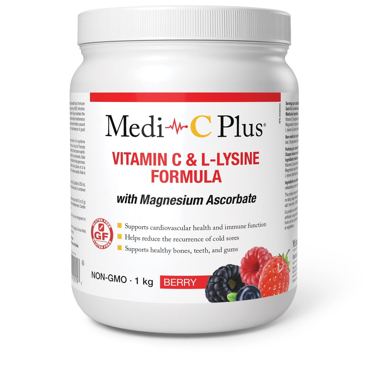Medi-C Plus Vitamin C & L-Lysine with Magnesium Ascorbate, Berry Powder, 1 kg