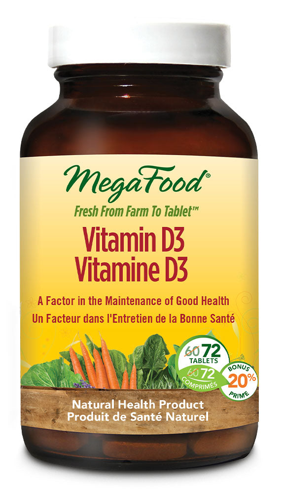 MegaFood Vitamin D3, 72 Tablets (Bonus Pack)