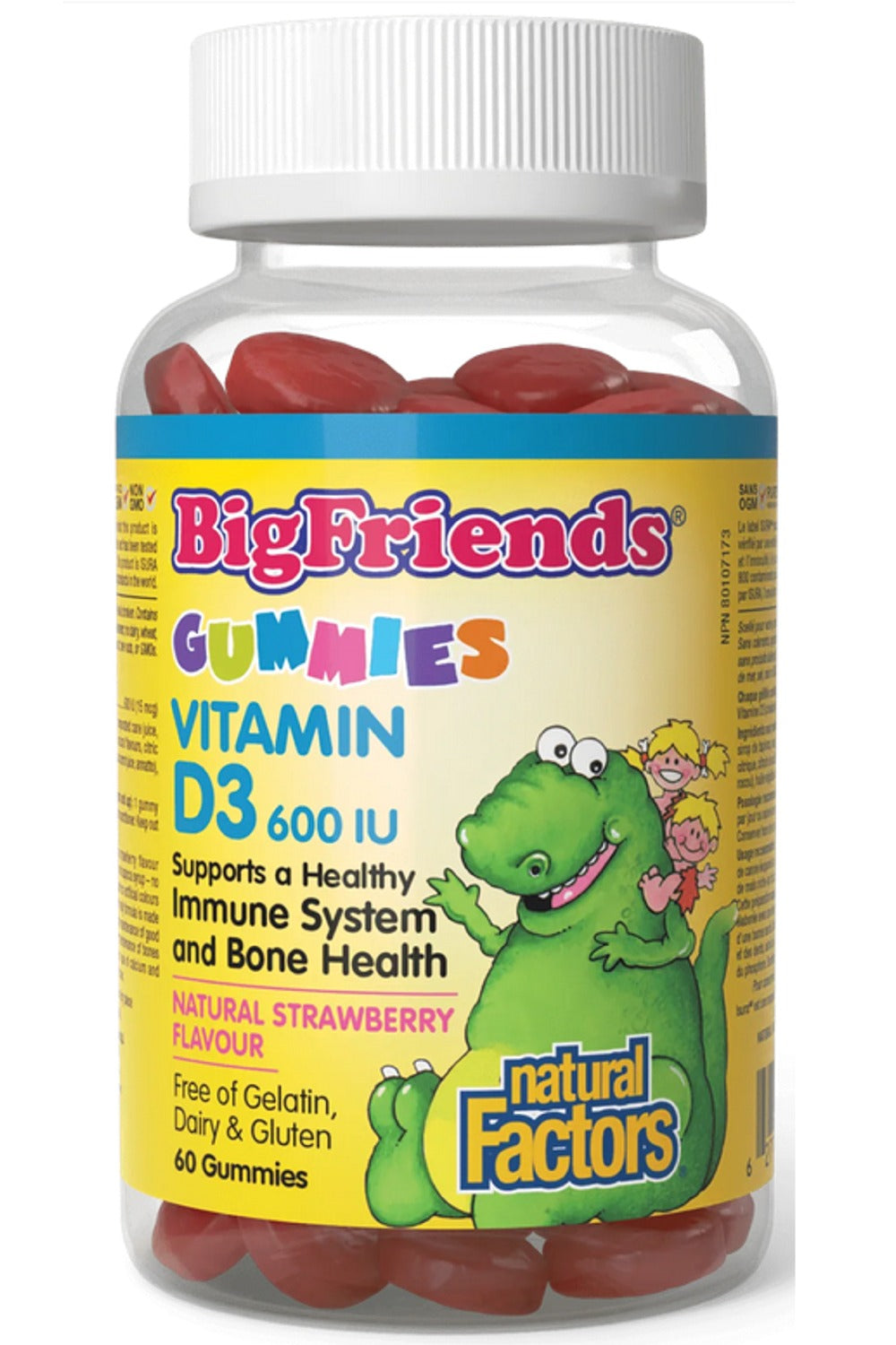 Natural Factors BIG FRIENDS Vitamin D3 600 IU, 60 Gummies