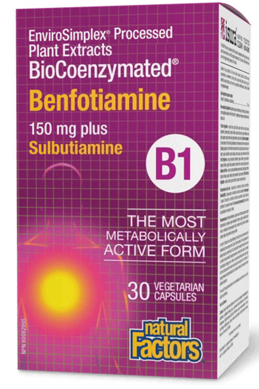Natural Factors BioCoenzymated Benfotiamine B1 30 Vegetarian Capsules