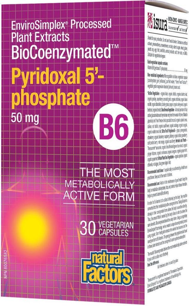 Natural Factors Biocoenzymated P5P-B6 50 mg, 30 Vegetarian Capsules