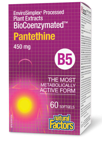 Natural Factors BioCoenzymated Pantethine B5 450 mg, 60 Softgels