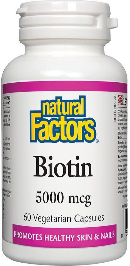 Natural Factors Biotin 5,000 mcg, 60 Vegetarian Capsules