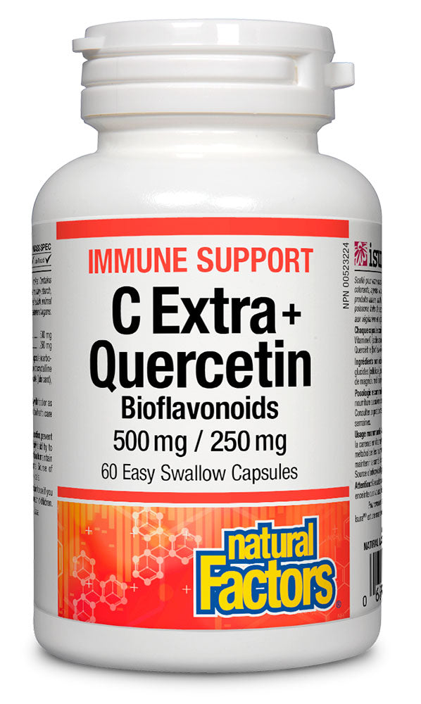 Natural Factors C Extra + Quercetin 500 mg / 250 mg, 60 Vegetarian Capsules