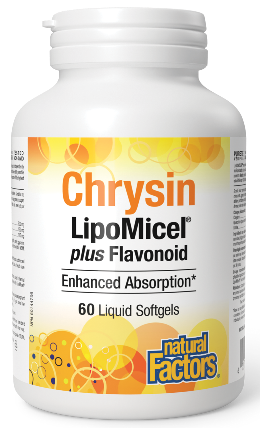 Natural Factors Chrysin LipoMicel® plus Flavonoid 60 Softgels