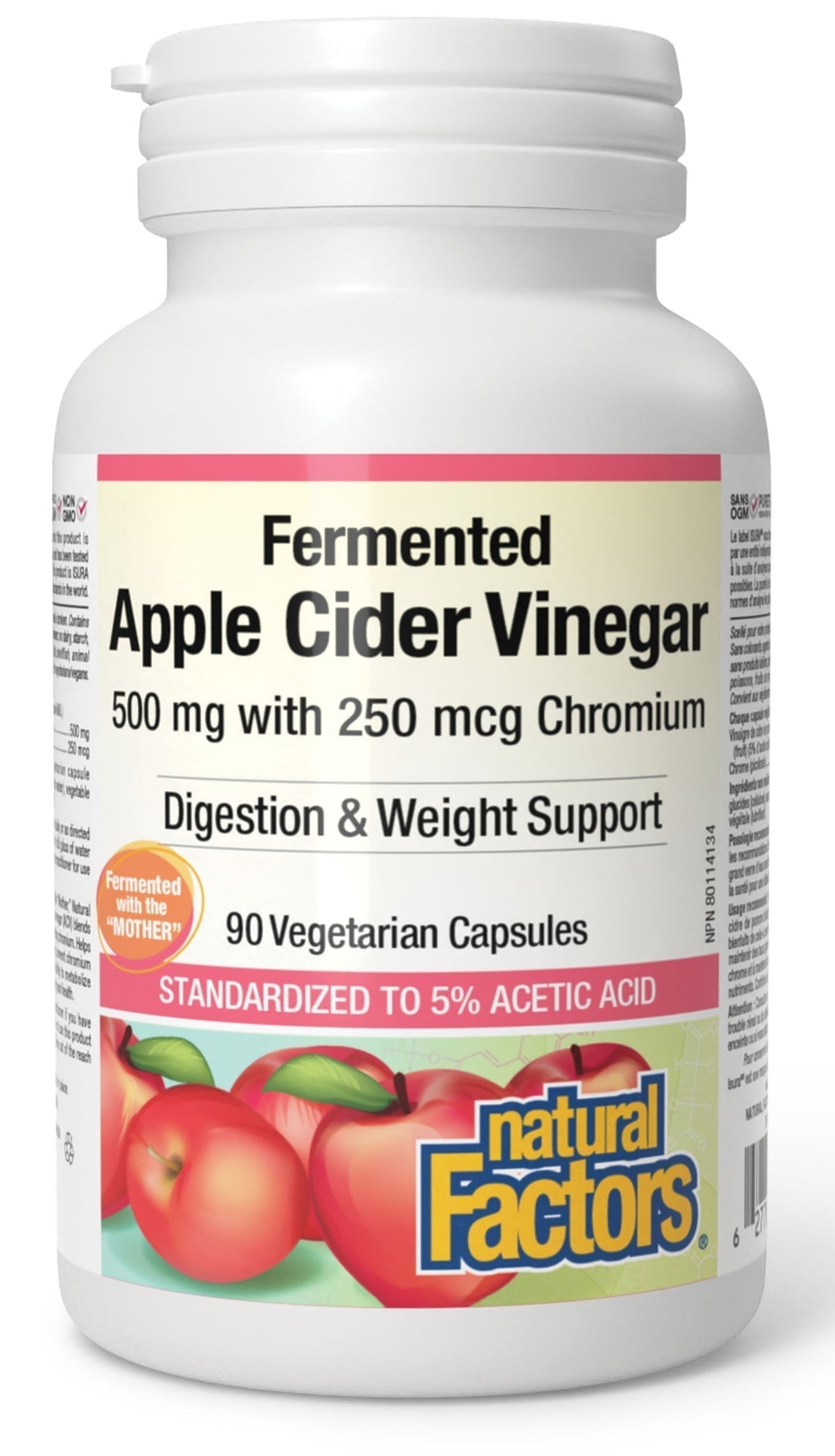 Natural Factors Fermented Apple Cider Vinegar 90 Vegetarian Capsules