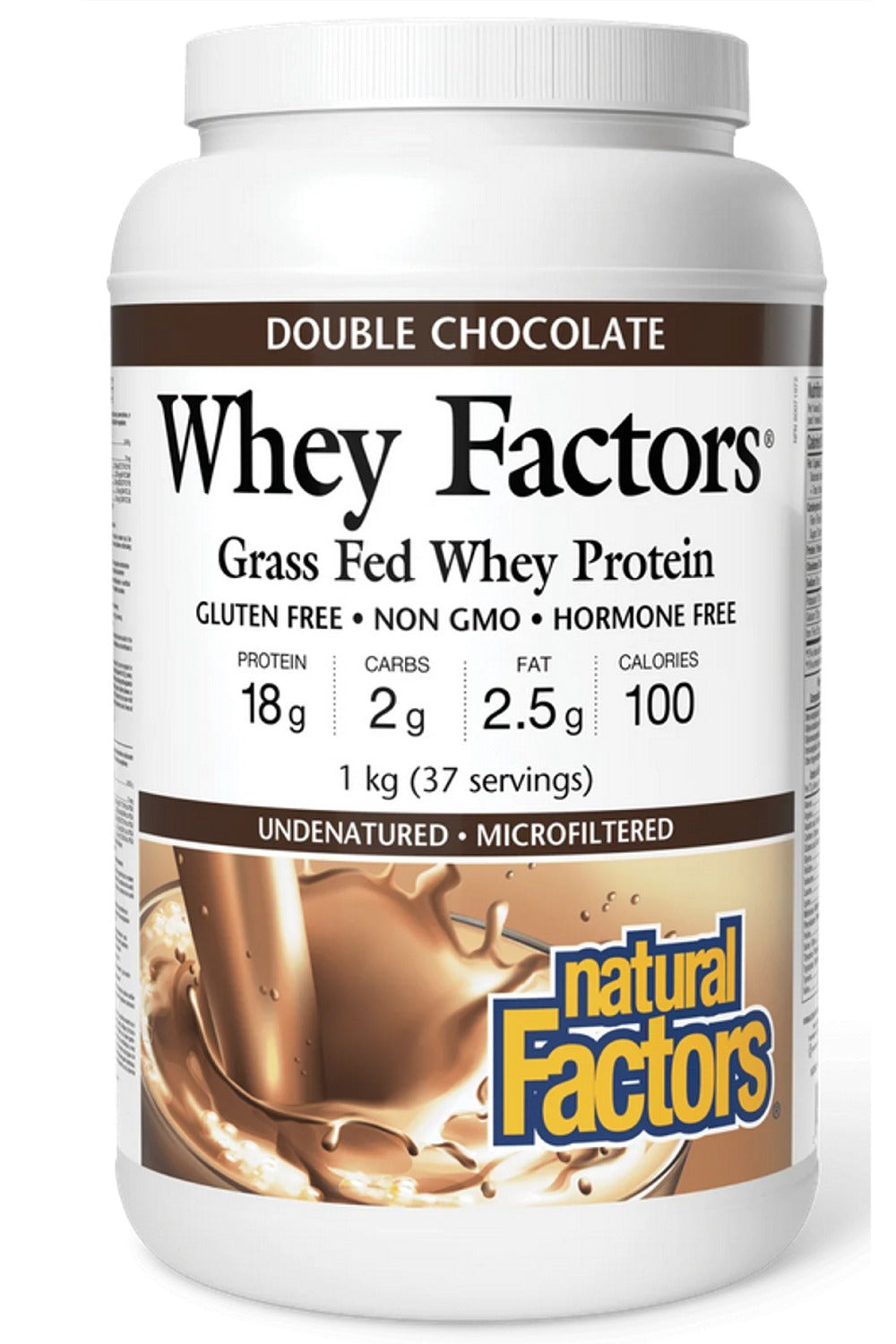 Natural Factors Grass Fed Whey Protein Double Chocolate, 37 Servings