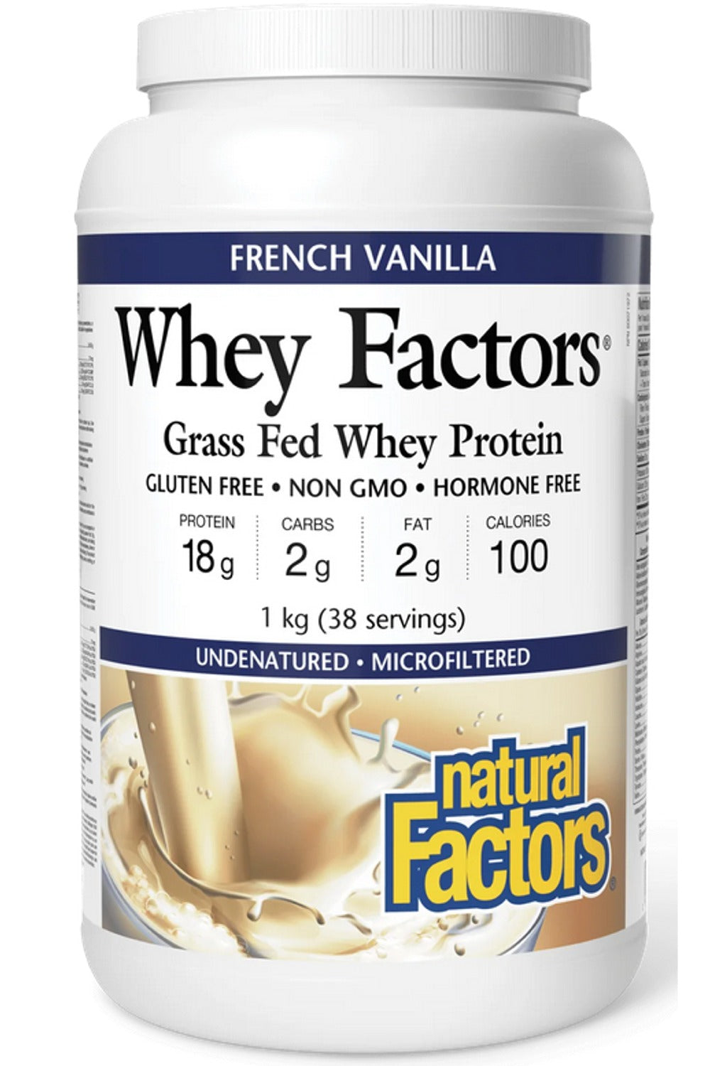 Natural Factors Grass Fed Whey Protein French Vanilla, 1 kg