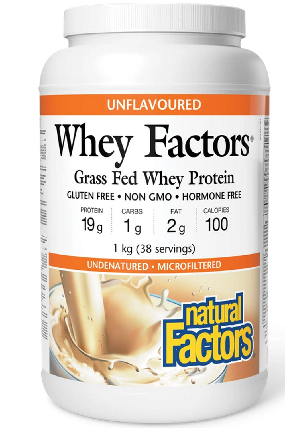 Natural Factors Grass Fed Whey Protein Unflavoured, 38 Servings