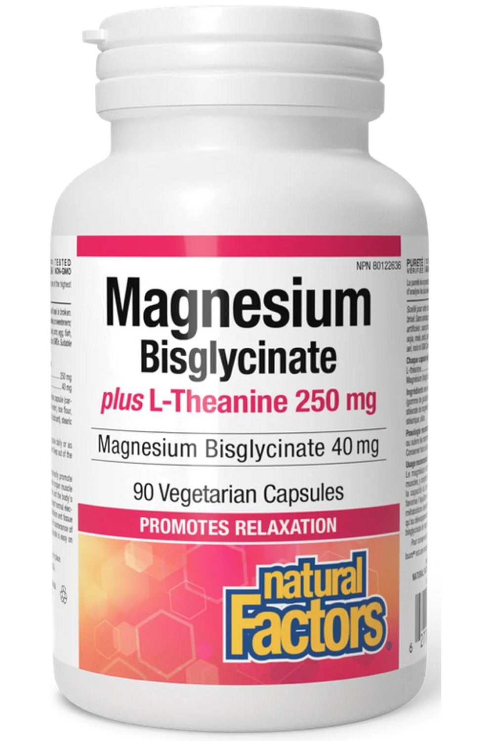 Natural Factors Magnesium Bisglycinate 100 mg plus L-Theanine 125 mg 90 vcaps
