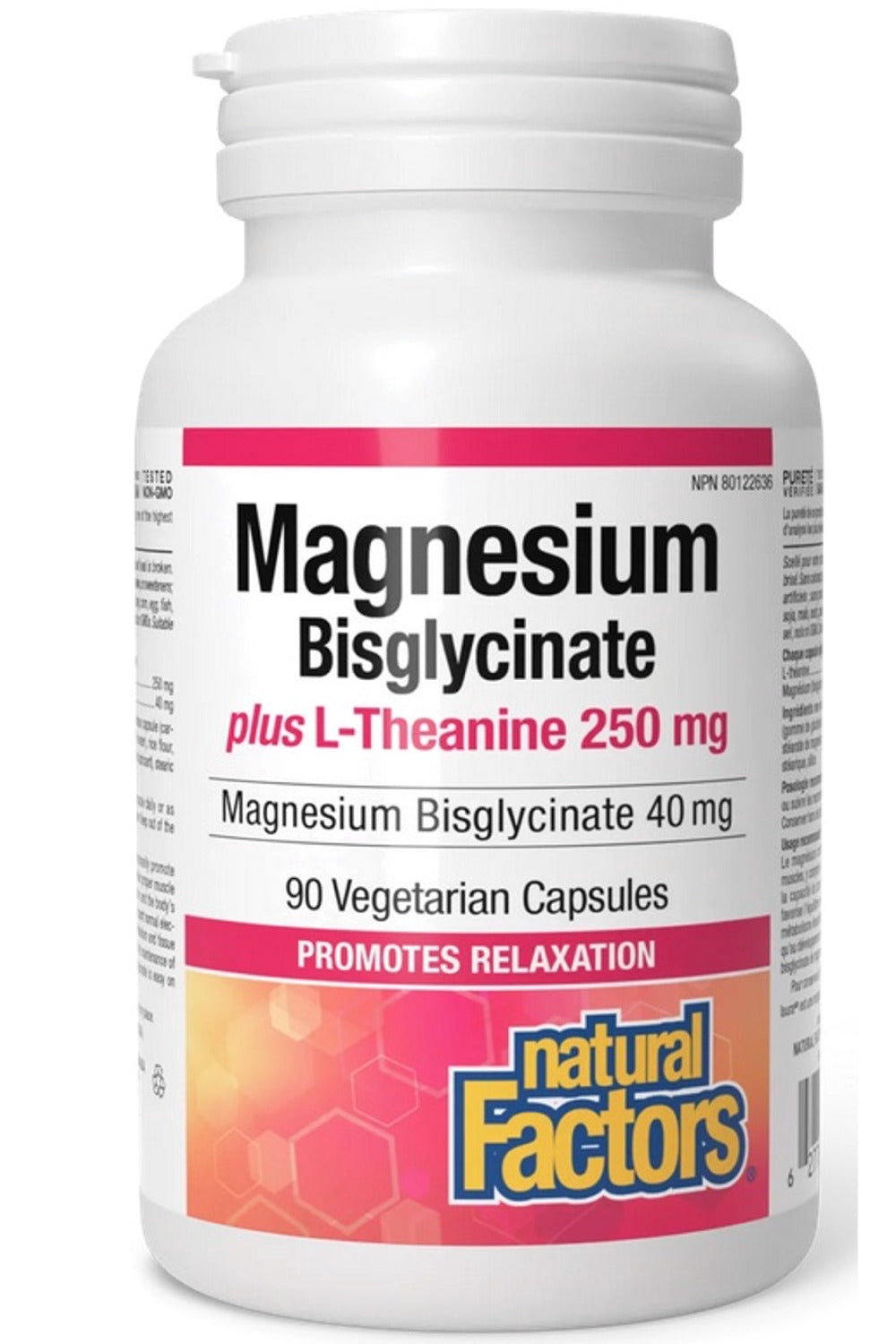 Natural Factors Magnesium Bisglycinate plus L-Theanine 250 mg 90 vcaps