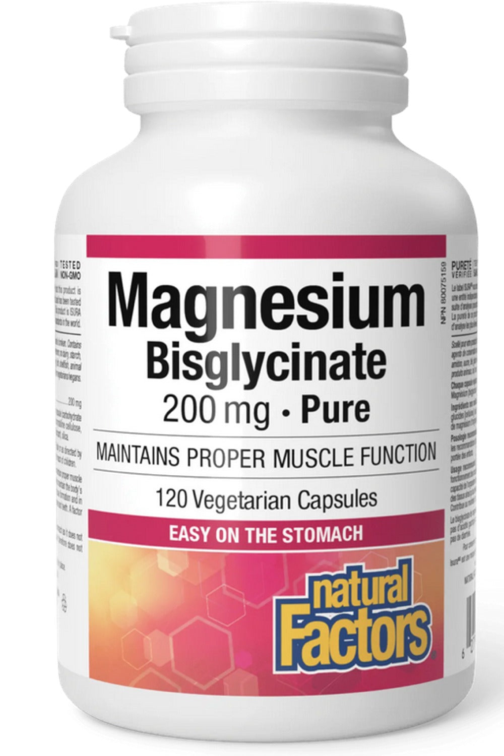 Natural Factors Magnesium Bisglycinate Pure 200 mg, 120 vcaps