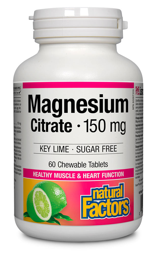 Natural Factors Magnesium Citrate Key Lime 150 mg, 60 chew