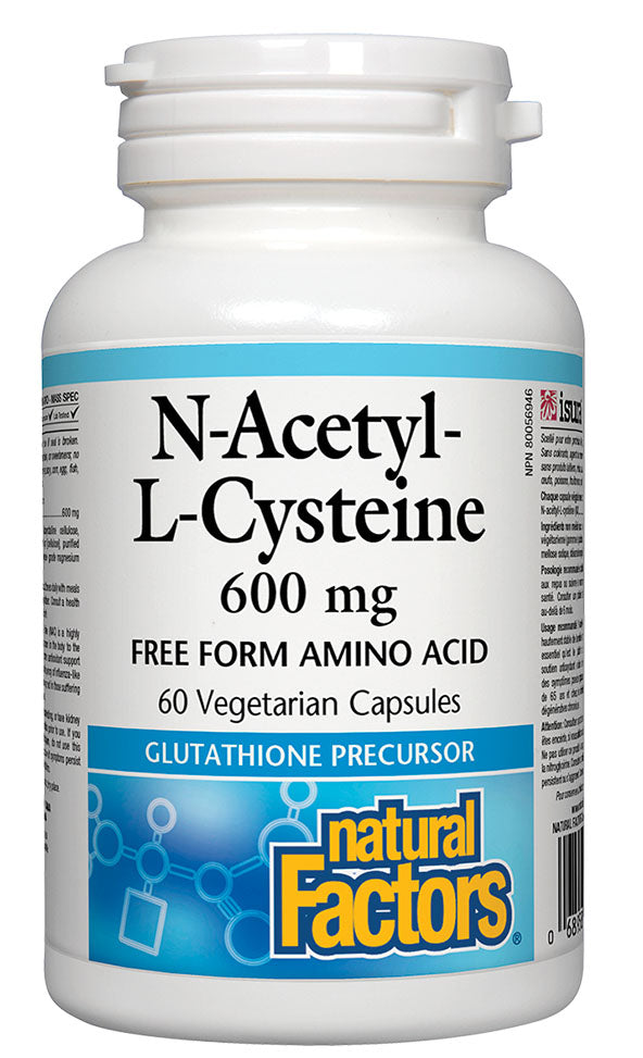 Natural Factors N-Acetyl-L-Cysteine, NAC 600mg, 60 Vegetarian Capsules