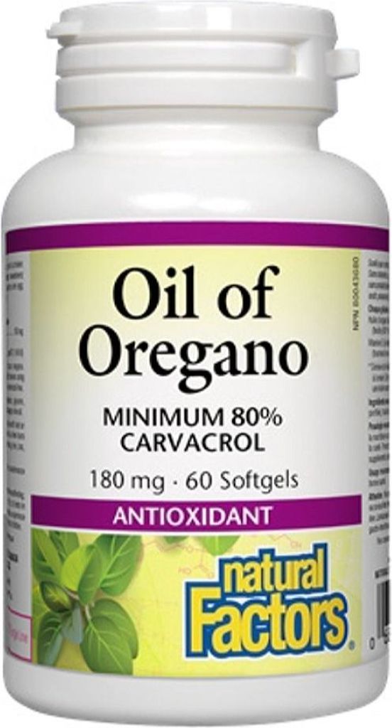 Natural Factors Oil Of Oregano 180 mg, 60 Softgels