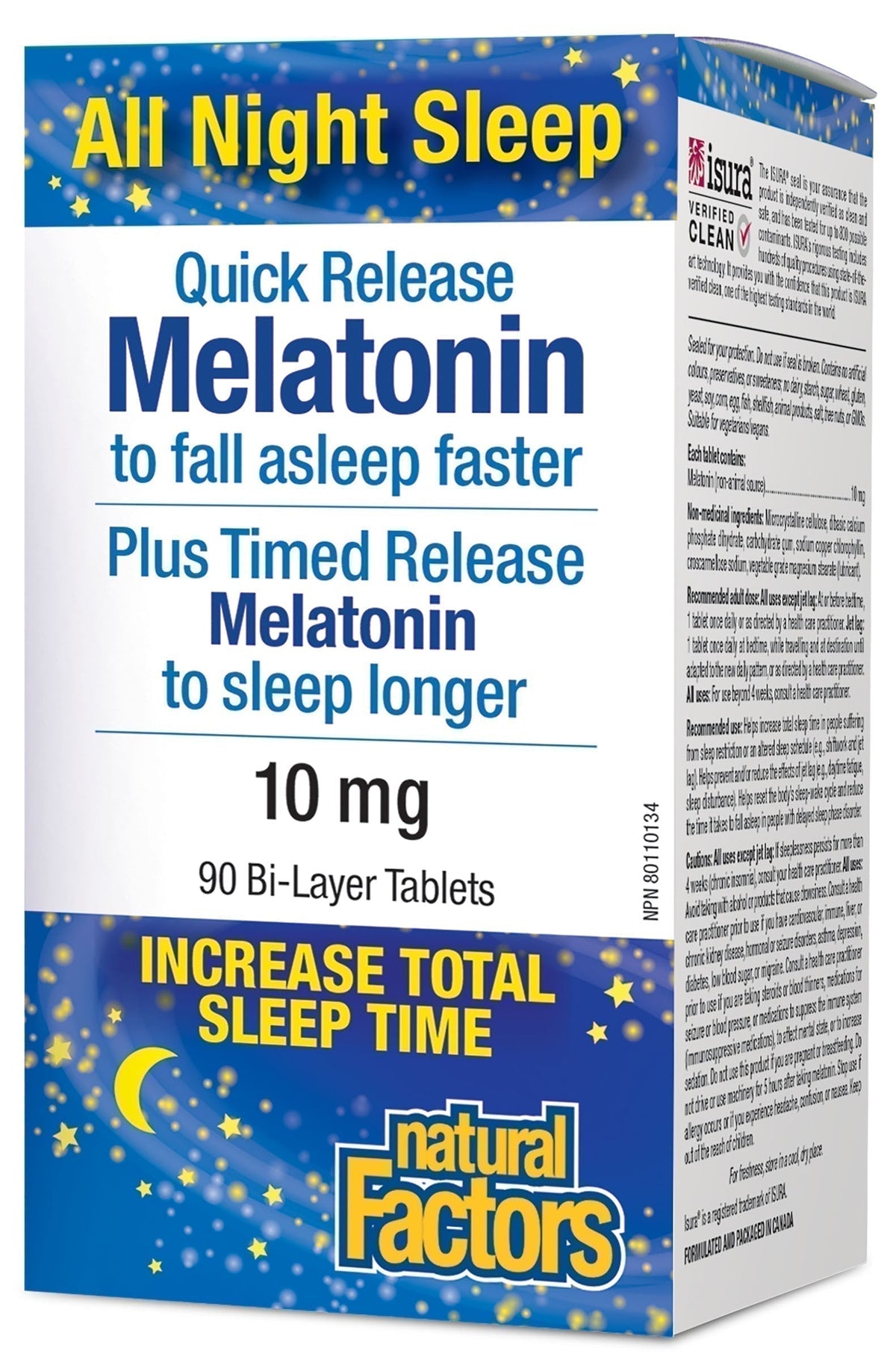 Natural Factors Quick Release Melatonin Time Release 10 mg, 90 Tablets