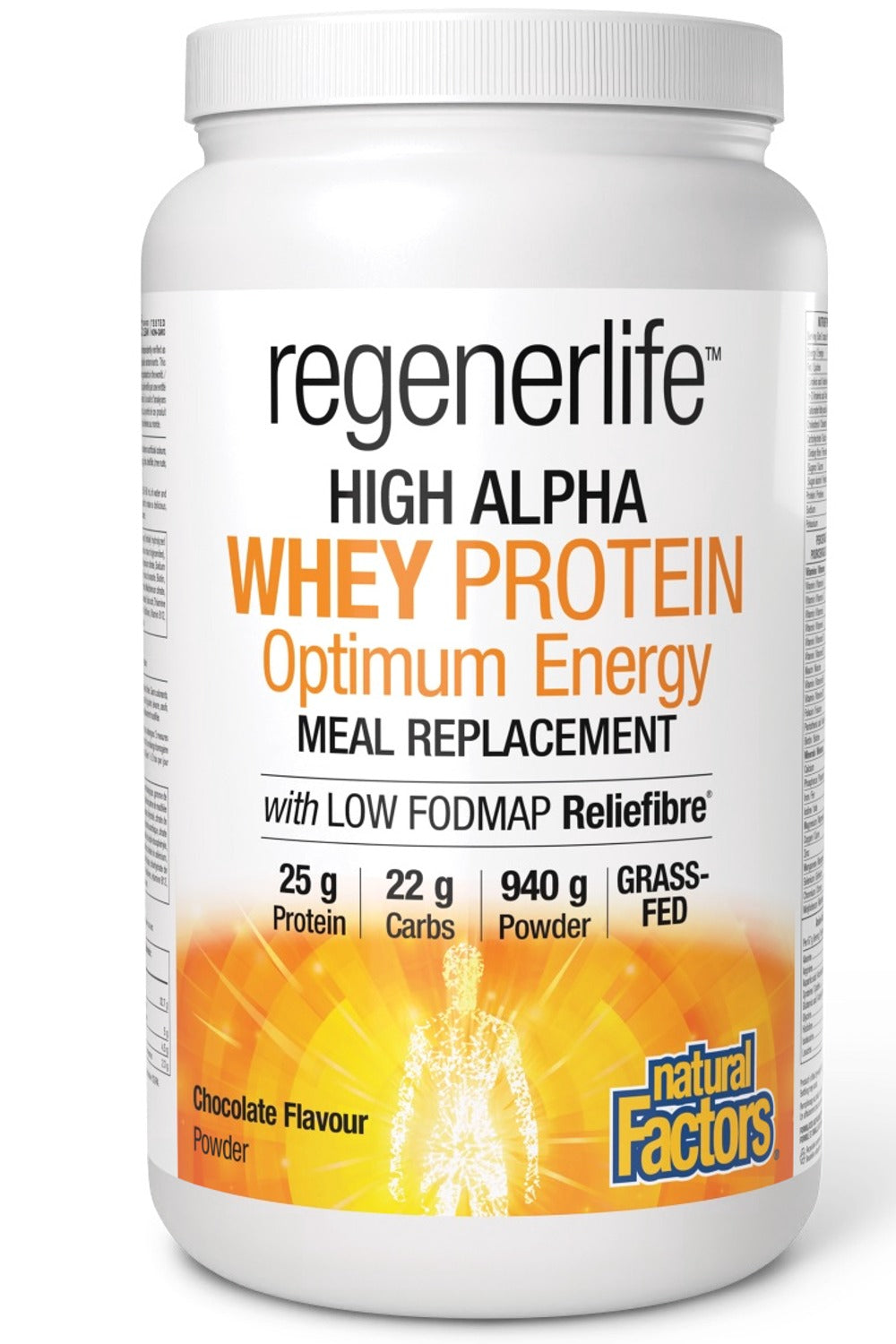 Natural Factors Regenerlife High Alpha Whey Protein Meal Replacement Chocolate, 940 grams
