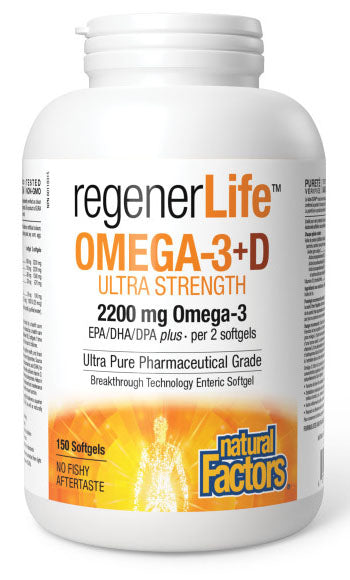 Natural Factors Regenerlife Omega-3 + D 150 Softgels