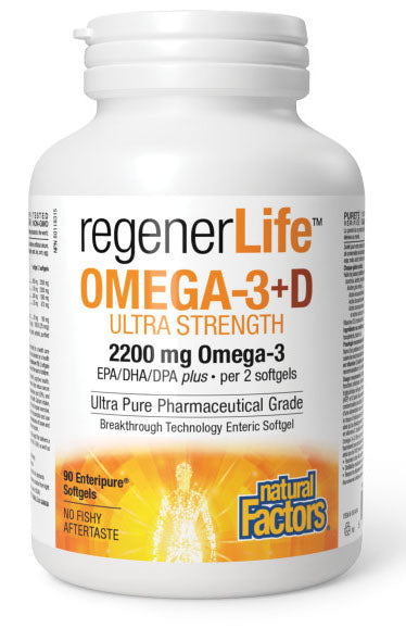 Natural Factors Regenerlife Omega-3 + D 90 Softgels