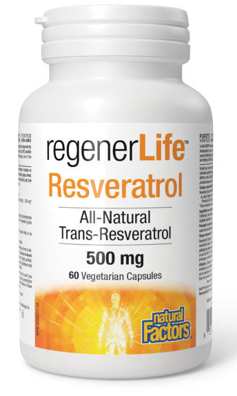 Natural Factors Regenerlife Resveratrol 500 mg, 60 Vegetarian Capsules