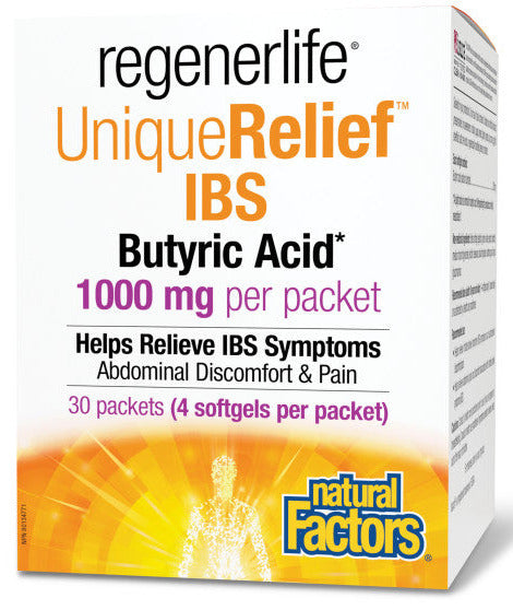 Natural Factors Regenerlife UniqueRelief IBS Butyric Acid 1000 mg, 30 packets
