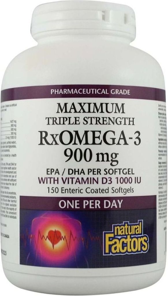 Natural Factors RxOmega 3 + D3 900 mg -/150 Softgels