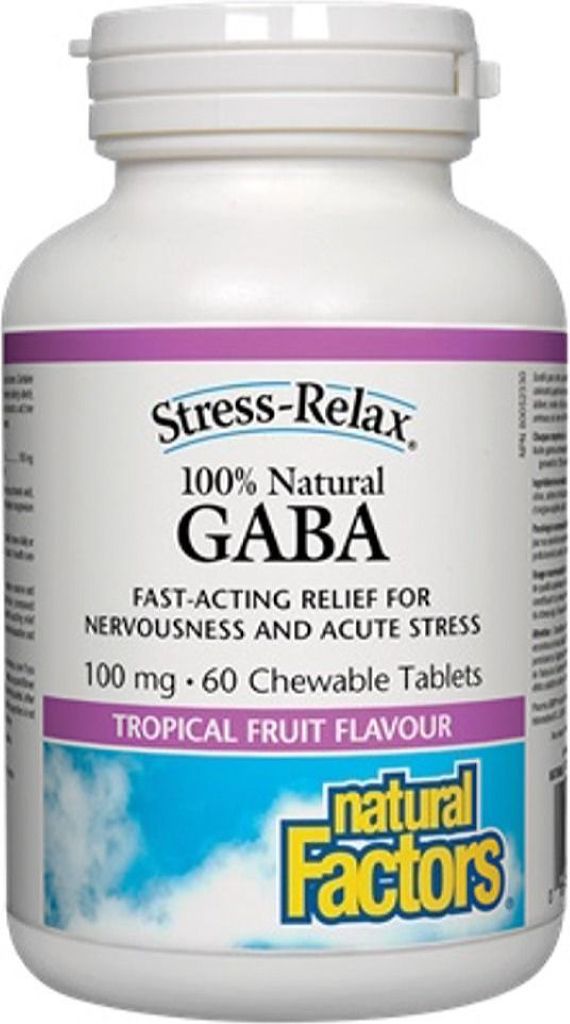Natural Factors STRESS RELAX Gaba 100% Natural, 100 mg, 60 Chewables