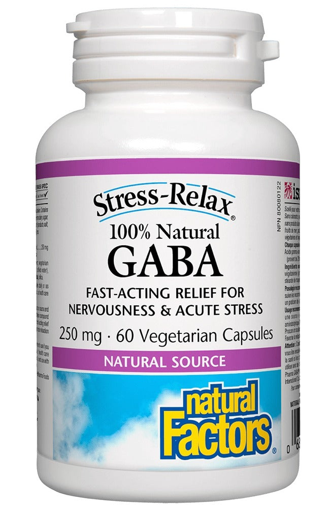 Natural Factors STRESS RELAX Gaba 250 mg, 60 Vegetarian Capsules