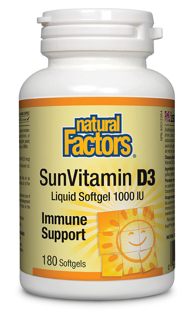 Natural Factors SunVitamin D3 1000 IU, 180 Softgels
