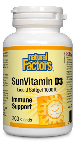 Natural Factors SunVitamin D3 1000 IU, 360 Softgels