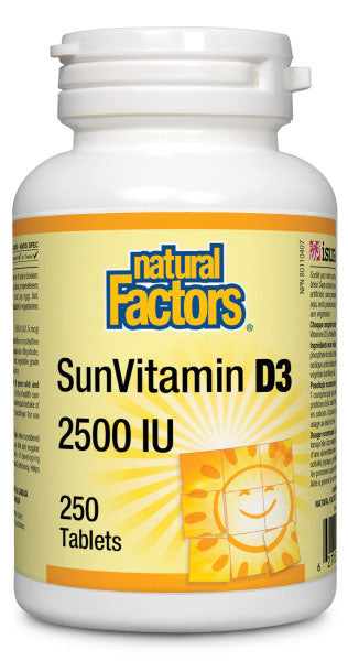 Natural Factors SunVitamin D3 2500 IU, 250 Tablets