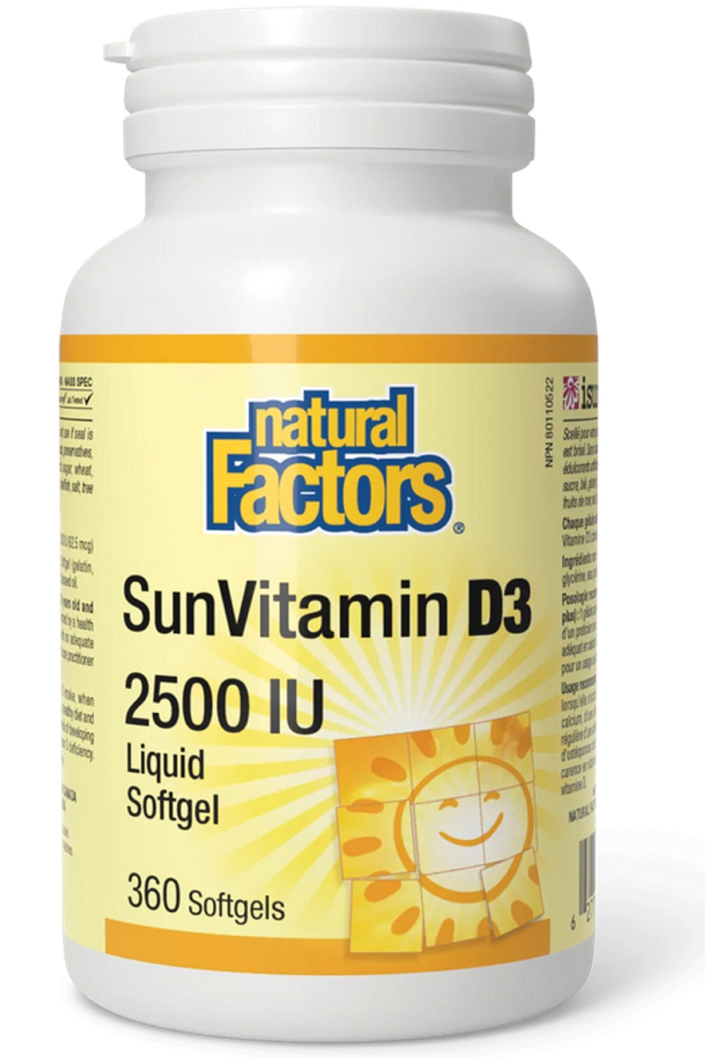 Natural Factors SunVitamin D3 2500 IU, 360 Softgels